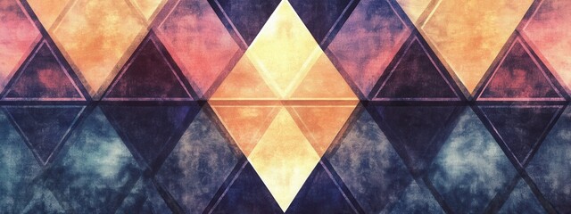 Poster - Colorful Geometric Abstract Background Featuring Triangular Shapes in Warm and Cool Tones for Modern Design Projects