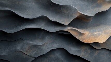Poster - Explore the abstract beauty of textured dark waves interspersed with golden tones, evoking movement and depth, representing the contrasts found within nature and design.