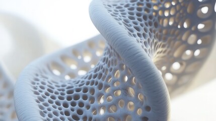Poster - Intricate Design of White 3D Printed Structure with Organic Patterns and Textures Portraying Modern Aesthetics in a Minimalistic Style