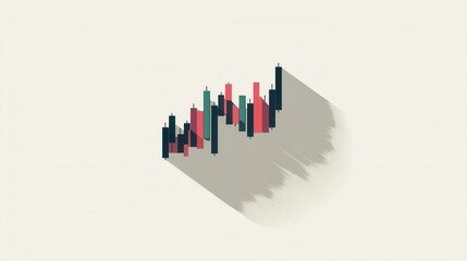 Poster - Abstract Graphic of Financial Market Trends with Colorful Candlestick Chart Arranged on Neutral Background