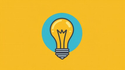 Poster - Bright Yellow Light Bulb Illustration on a Vibrant Blue and Yellow Background for Creative Concepts and Ideas