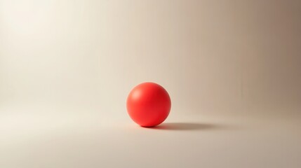 Poster - Bright Red Sphere on Light Background with Soft Shadows, Minimalist Design for Creative Use in Art, Decals, and Digital Media Presentations