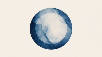 Poster - Abstract circular design with blue hues and soft ethereal smoke effects on a light background for artistic and creative purposes