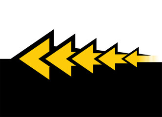 Aufkleber - Dynamic Vector Pattern of Yellow Arrows.. Design Element for Navigation, Direction Indicator. Divided Vector Background. Epicenter.
