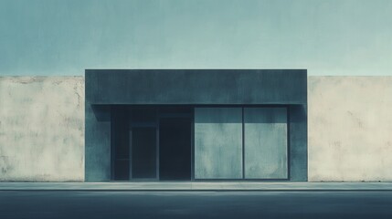 Poster - Minimalist Urban Building Facade with Clean Lines and Soft Light Against a Plain Wall Background for Architectural Design Inspiration
