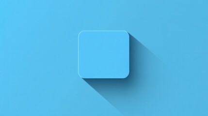 Poster - Smooth and Minimalist Blue Square Shape on Bright Blue Background with Soft Shadow Effect for Modern Design and Creative Concepts