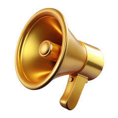 Poster - 3d golden megaphone announcement icon isolated on transparent background