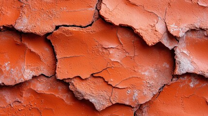 Poster - This image captures a rugged, cracked orange clay wall, which conveys a sense of nature's raw beauty and resilience, ideal for rustic and earthy design projects.