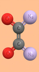 Aufkleber - 3D model of potassium oxalate molecule, showing carbon, oxygen, and potassium atoms, representing chemical structure and bonding