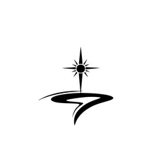 Poster - Set black icon featuring a sun and wave design with a modern aesthetic on a plain background