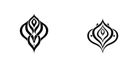 Poster - Black icon designs featuring intricate patterns and elegant shapes in a minimalist style on a white background