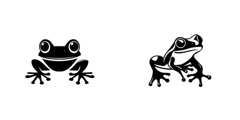 Poster - Simple black frog icons suitable for graphic design purposes showcasing two different frog designs with distinct features