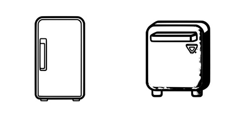 Poster - Set of black fridge icons designed in a minimalist style for use in digital applications or print materials