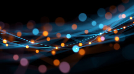 Poster - A beauty futuristic abstract background in a high-tech style. Shining lines and patterns resembling neural networks, connections, and digital circuits.	