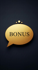 Aufkleber - Gold speech bubble on dark background, text 