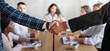 © Prostock-studio - Business Partnership. Closeup Of Handshake At Meeting. Two Businessmen Shaking Hands In Deal Agreement Standing In Modern Office. Entrepreneurs Handshaking. Cropped, Panorama