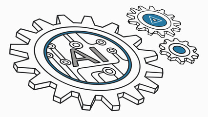 Poster - AIPowered Gears Interconnected Cogs Representing Artificial Intelligence.