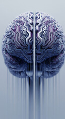 Fototapete - Metallic brain circuit board design, showcasing intricate wiring and technological advancement, symbolizing artificial intelligence, neural networks, and technological innovation