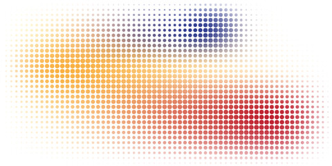 Poster - Circular dot pattern transitioning between vibrant warm and cool tones creating an abstract gradient effect.