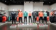 © Duc - Brightly lit athletic apparel store showcases vibrant sportswear mannequins. AI Generated