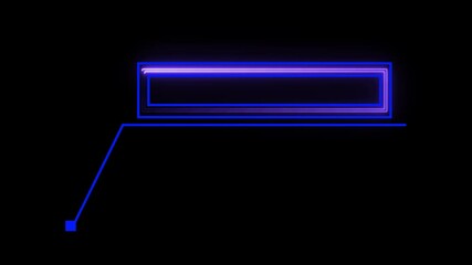 Poster - Abstract neon light composition of rectangular frame and lines against a black background