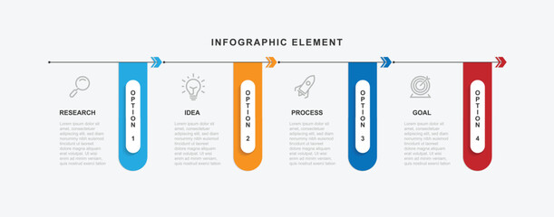 Poster - Business template presentation. Management planning concept. 4 step process infographic vector element 