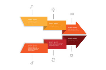 Poster - Business template presentation. Management planning concept. 6 step process infographic vector element 