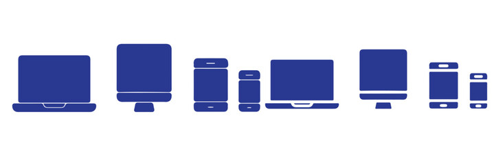 Fototapete - Set of smart devices and gadgets, computer equipment and electronics. Electronic devices icons for web and mobile vector line icon