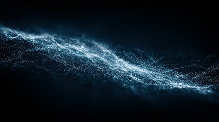 Fototapete - Abstract digital particles flowing in a wave pattern.