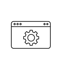 Poster - Simple black and white illustration of a computer window with a gear icon.