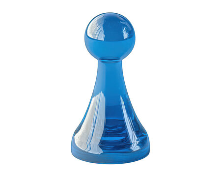 A vibrant, glossy blue game piece.  Round top, tapered base.  Clear, reflective surface