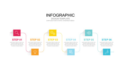 Leinwandbilder -  Infographic 6 options design elements for your business data. Vector Illustration