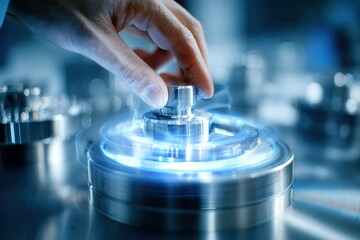 Poster - Control panel adjustment in a modern laboratory during a bright afternoon experiment
