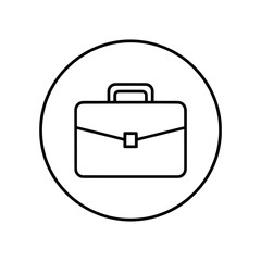 Poster - Business briefcase icon in a circle for work and portfolio An outline symbol for a job case office professional corporate or finance document bag