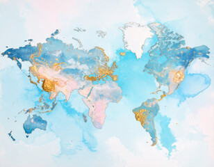  Dreamworld Map – Surreal Earth as Floating Puzzle Continents with Glowing Cities