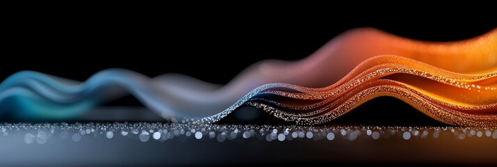 Poster - Abstract Waves of Color: Dynamic abstract image featuring vibrant waves of blue, orange and white, creating a mesmerizing visual texture with a luxurious feel.