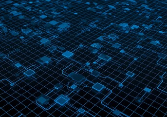 Aufkleber - Abstract technology network grid with blue digital connections