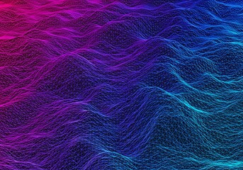 Aufkleber - Abstract wireframe landscape background with purple and blue gradient