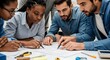 © Zahra - Multiethnic Team Collaborating on Blueprint: Diverse Professionals Reviewing Architectural Plans Together, Discussing and Developing Project Strategy in Modern Office Setting