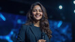 © Niks Ads - corporate woman giving speech holding mic