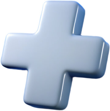 Medical Cross Symbol in White with Glossy Finish on Black Background