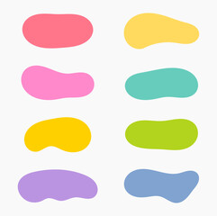 Wall Mural - Blob liquid amoeba banners in various shapes and colors set. Smooth modern cloud backgrounds. Vector illustration