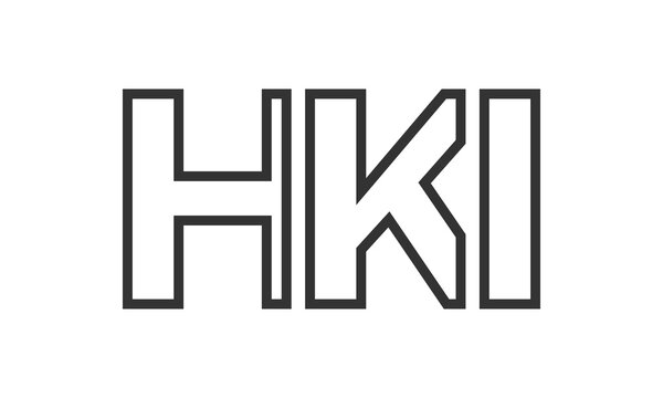 HKI logo design template with strong and modern bold text. Initial based vector logotype featuring simple and minimal typography. Trendy company identity.