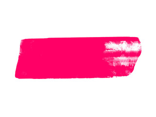 Poster - Abstract vibrant pink brushstroke with textured details against a black background