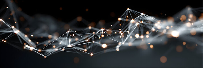 Poster - Abstract network connection background; glowing nodes and lines. Ideal for tech, science, or social media themes. Elegant and modern design.