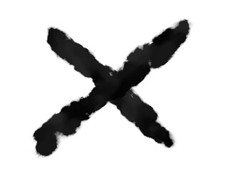 Poster - Abstract black ink cross symbol on a dark background, representing rejection or error