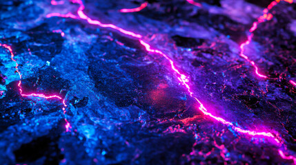 Aufkleber - Bright electric patterns emerge on a dark surface creating a vivid and dynamic visual effect
