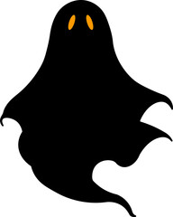 Poster - Minimalist illustration of two orange shapes against a deep black background