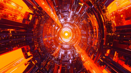 Aufkleber - Abstract representation of a futuristic cityscape with vibrant colors and intricate patterns at sunset