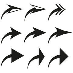 Poster - Arrow movement icons. Direction pointer symbols. Black navigation elements. Vector guidance markers.